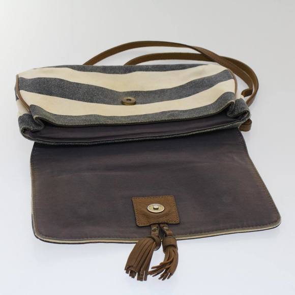 BURBERRY Blue Label Shoulder Bag Canvas White Navy Auth bs7490 - Picture 11 of 16